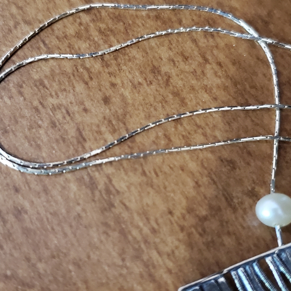 Shube Sterling Pearl Station Necklace Shube 925TL - Picture 7 of 14